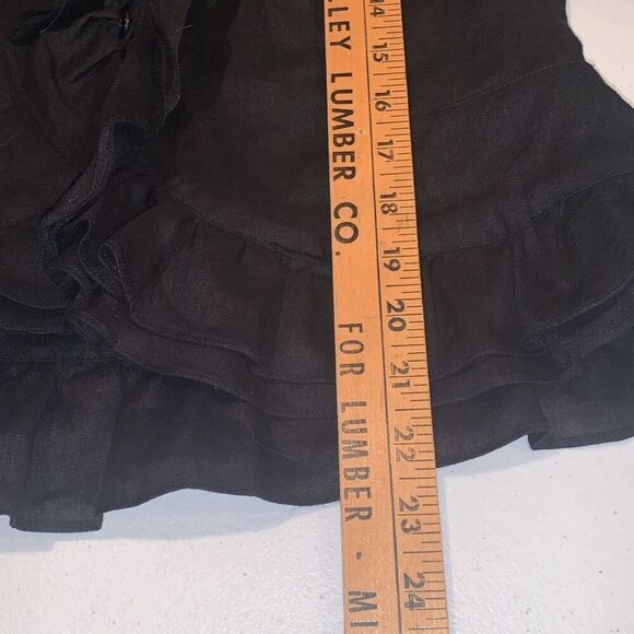 Vintage Y2K Black Ruffled Button Down Linen Top Size 12 - Picture 15 of 16